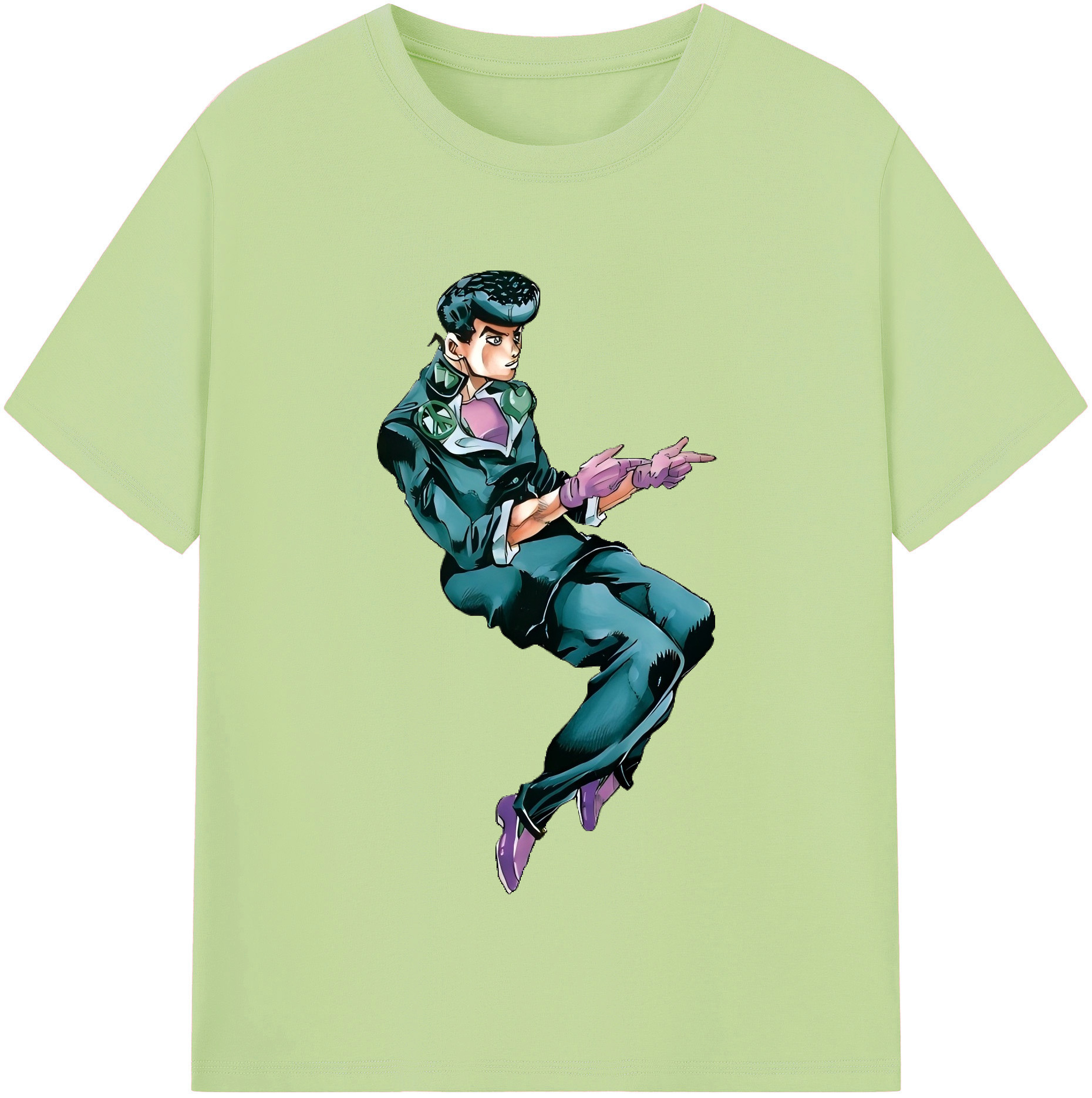 （画像用） ジョジョの奇妙な冒険 ひがしかた じょうすけ JoJo's Bizarre Adventure Higashikata Josuke 綿100％半袖Tシャツ（フロントプリント）